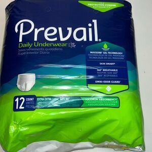 Prevail Adult disposable daily underwear 12 count XX large NWT